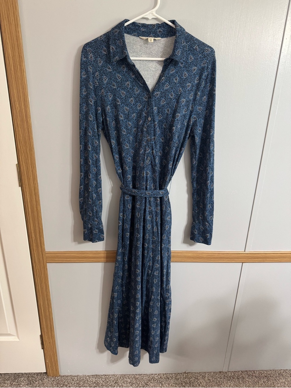 Boden Blue Long Sleeves Midi Shirt Dress Size 10 Tall